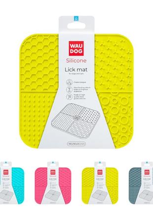 Килимок для злизування waudog silicone, 190х190х10 мм, жовтий