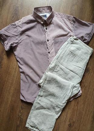 Zara man стильная мужская рубашка с коротким рукавом размер хс-с4 фото