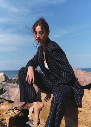 Льняной костюм пиджак жакет и брюки штаны лен5 фото