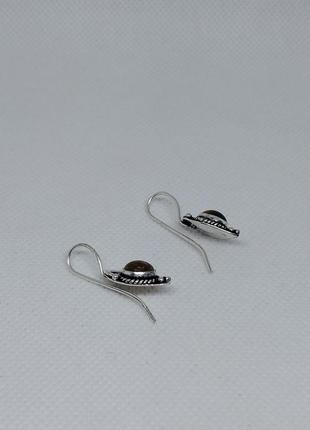 Тигровый глаз серьги натуральный тигровый глаз серьги с тигровым глазом в серебре индия!3 фото