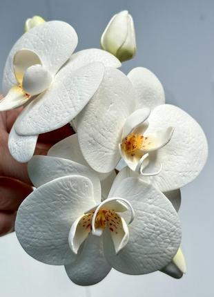 Заколка автомат «белые орхидеи»5 фото