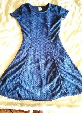 Платье темно синяя ажурная