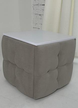 Пуф-трансформер 5в1 со столиком пиковка белый каркас выбор