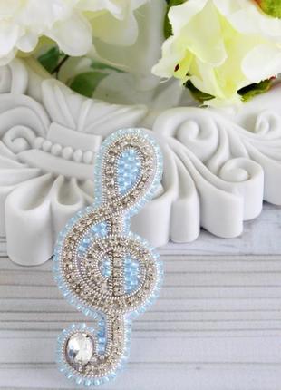 Брошь "скрипичный ключ", подарок учителю музыки, музыканту, маленькая красивая брошь4 фото