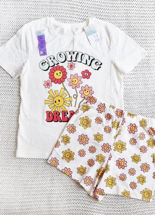 Новый детский комплект, футболка и шорты, хлопок, на 7-8 лет