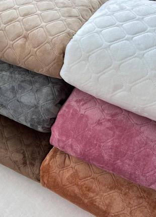 Велюровое покрывало двустороннее, теп, темно-серый