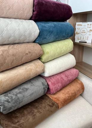 Велюровое покрывало двустороннее, теп, темно-серый