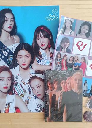Набір red velvet постер + стікерпак + скетчбук + значок + брелок