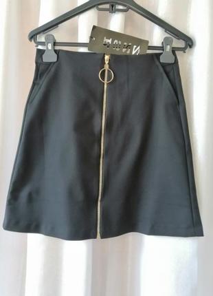 Туреччина міні спідниця котон стрейч із замочком спереду замочок активний золотистого кольору   трим