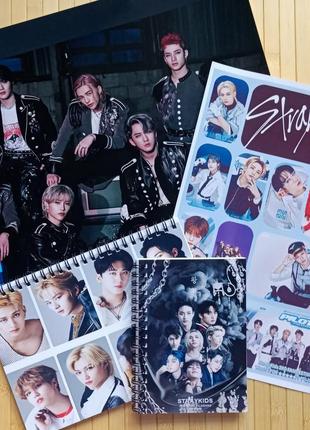 Комплект stray kids постер + стикерпак + скетчбук + блокнот