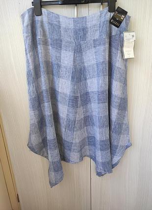 Новая легкая льняная юбка с асимметричным низом р.52 /eur44