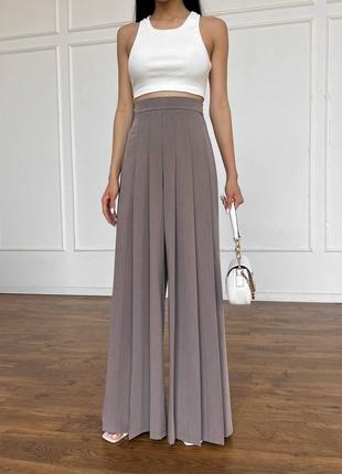Штаны палаццо высокая посадка со складками