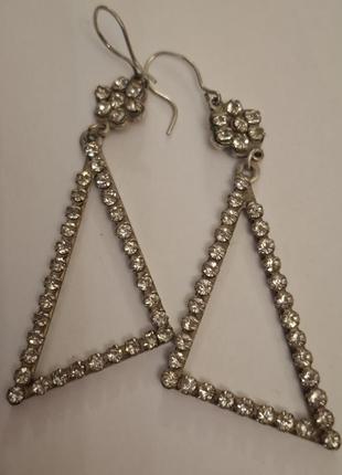 Красивые серьги бижутерия времен ссср мельхиор серебрение №26