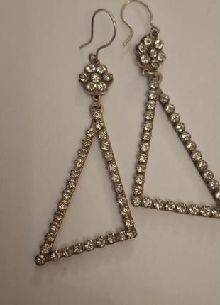 Красивые серьги бижутерия времен ссср мельхиор серебрение №266 фото