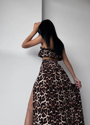 Костюм из штапеля топ и юбка с разрезами