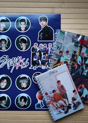 Комплект stray kids стикерпак+блокнот+скетчбук