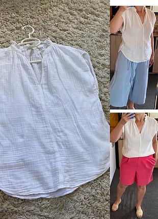Базовая белая хлопковая /муслиновая блуза,h & m,p.10-12