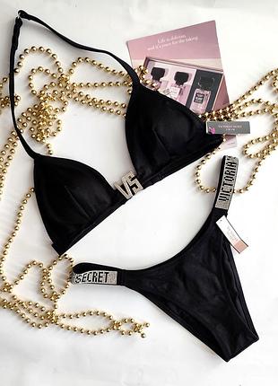 Victoria's secret s xs m l  34 36 38 купальник зі стразами бразильянки бікіні трикутники 70a 70b 70c 75a 75b