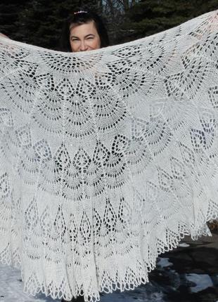 Шикарная шаль испанский павлин из шелка и кидмохера3 фото