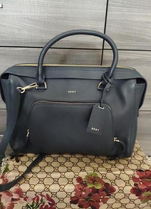 Оригінальна шкіряна жіноча сумка-портфель dkny.