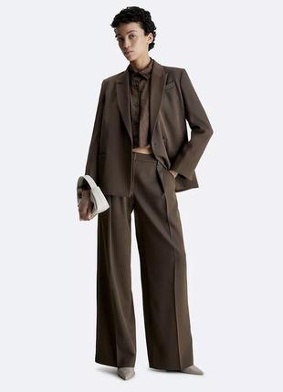 Шерстяні брюки calvin klein wool twill extra wide leg pants