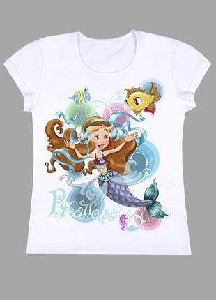 Дитяча футболка для дівчинки 7-8лет з принтом "русалонька"