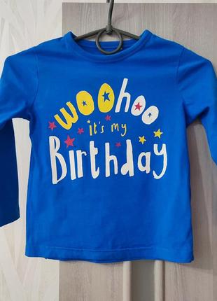 Синяя футболка с рукавами на мальчика 3-4 года