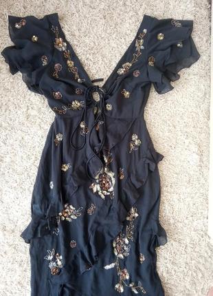 Нарядне плаття, волани, відкрита спинка, пайетки, сексі, asos