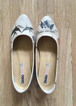 Балетки dogo з принтом пташки з еко шкіри