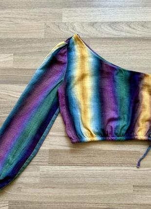 Y2k бавовняна блуза на одне плече на резинці pull&bear