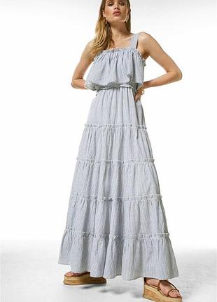 Karen millen длинное платье сарафан в полоску