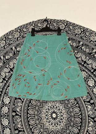 Винтаж юбка силуэт трапеция вышивка рыбы