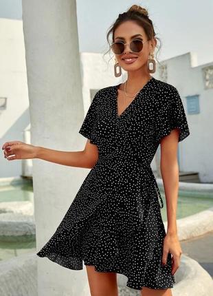Платье на запах горох shein