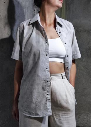 Сорочка короткий рукав прямого крою бавовна сорочка пряма вільна бавовна класика короткий рукав3 фото