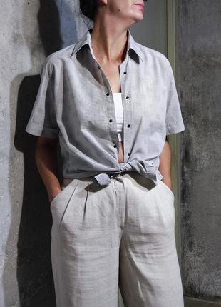 Сорочка короткий рукав прямого крою бавовна сорочка пряма вільна бавовна класика короткий рукав2 фото