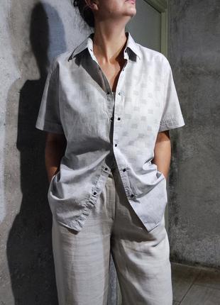 Сорочка короткий рукав прямого крою бавовна сорочка пряма вільна бавовна класика короткий рукав4 фото