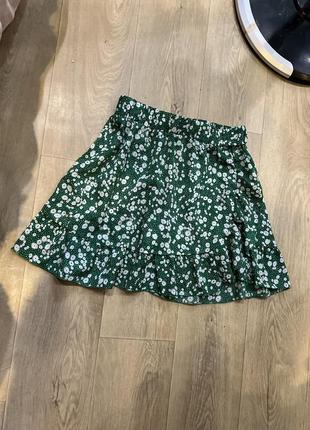 Shein xs s мини мыны юбка юбка зеленая зеленая зеленая в цветочный принт Цветочный