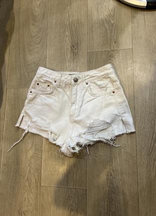 Шорты шорты джинсовые джинсовые белоснежные белые короткие xxs xs topshop mom джинсы джинс