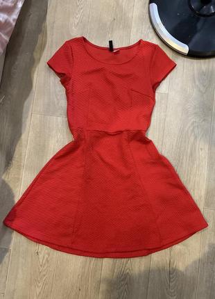 Сукня плаття платье червона красное мини xs s h&m
