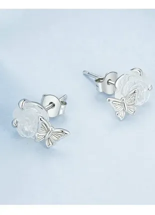 Серебряные серьги "роза"