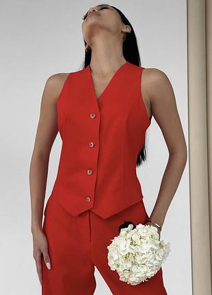 Льняний жилет (4 кольори) женский льняной жилет *люкс якiсть