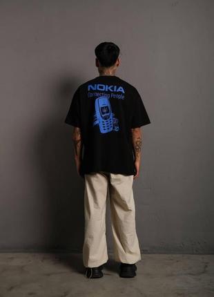 Мужская оверсайз футболка nokia чёрная с принтом
