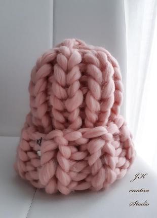 Шапка гельсінкі handmade з товстої мериносової вовни4 фото