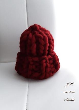 Шапка гельсінкі handmade з товстої мериносової вовни2 фото