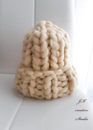 Шапка гельсінкі handmade з товстої мериносової вовни3 фото