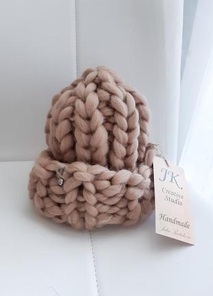 Шапка гельсінкі handmade з товстої мериносової вовни6 фото
