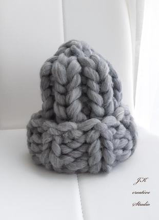 Шапка гельсінкі handmade з товстої мериносової вовни7 фото