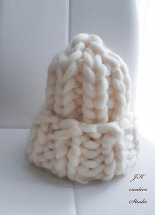 Шапка гельсінкі handmade з товстої мериносової вовни5 фото