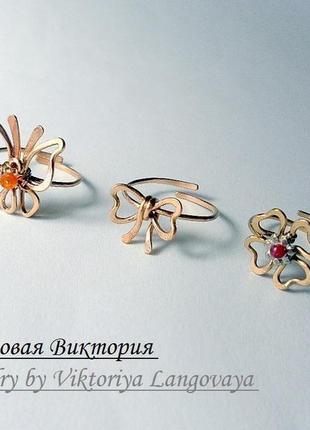 Кільце на палець ноги "бантик", срібло, бронза, wire wrap.4 фото