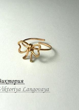 Кільце на палець ноги "бантик", срібло, бронза, wire wrap.3 фото